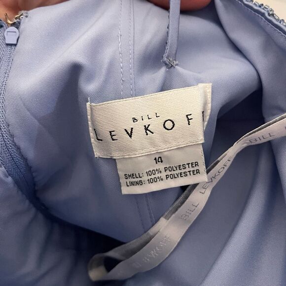 Bill Levkoff 3 piece Beaded Periwinkle Satin Formal Prom Dress Size 14 - Picture 8 of 9